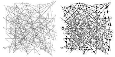 Eşleşen kenarlı, geometrik, açısal ve yuvarlak, kıvrımlı, kıvrımlı çizgiler nesne. Stock vektör illüstrasyonu, klip- art grafikleri