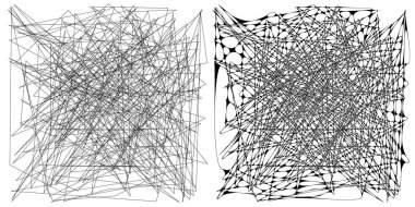 Eşleşen kenarlı, geometrik, açısal ve yuvarlak, kıvrımlı, kıvrımlı çizgiler nesne. Stock vektör illüstrasyonu, klip- art grafikleri