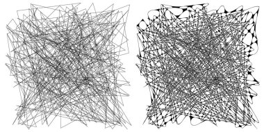 Eşleşen kenarlı, geometrik, açısal ve yuvarlak, kıvrımlı, kıvrımlı çizgiler nesne. Stock vektör illüstrasyonu, klip- art grafikleri