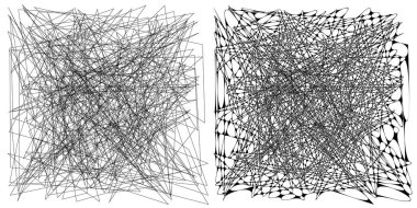 Eşleşen kenarlı, geometrik, açısal ve yuvarlak, kıvrımlı, kıvrımlı çizgiler nesne. Stock vektör illüstrasyonu, klip- art grafikleri
