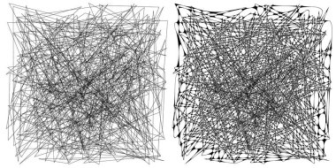 Eşleşen kenarlı, geometrik, açısal ve yuvarlak, kıvrımlı, kıvrımlı çizgiler nesne. Stock vektör illüstrasyonu, klip- art grafikleri