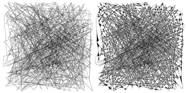 Eşleşen kenarlı, geometrik, açısal ve yuvarlak, kıvrımlı, kıvrımlı çizgiler nesne. Stock vektör illüstrasyonu, klip- art grafikleri