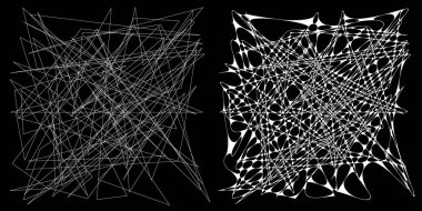 Eşleşen kenarlı, geometrik, açısal ve yuvarlak, kıvrımlı, kıvrımlı çizgiler nesne. Stock vektör illüstrasyonu, klip- art grafikleri