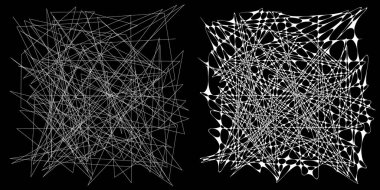 Eşleşen kenarlı, geometrik, açısal ve yuvarlak, kıvrımlı, kıvrımlı çizgiler nesne. Stock vektör illüstrasyonu, klip- art grafikleri