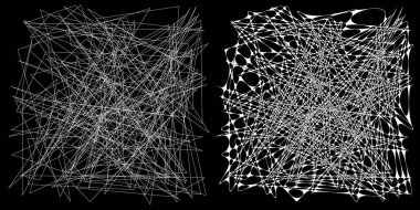 Eşleşen kenarlı, geometrik, açısal ve yuvarlak, kıvrımlı, kıvrımlı çizgiler nesne. Stock vektör illüstrasyonu, klip- art grafikleri