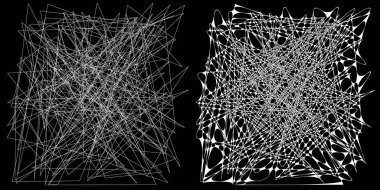 Eşleşen kenarlı, geometrik, açısal ve yuvarlak, kıvrımlı, kıvrımlı çizgiler nesne. Stock vektör illüstrasyonu, klip- art grafikleri