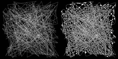 Eşleşen kenarlı, geometrik, açısal ve yuvarlak, kıvrımlı, kıvrımlı çizgiler nesne. Stock vektör illüstrasyonu, klip- art grafikleri