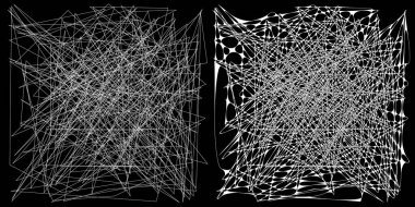 Eşleşen kenarlı, geometrik, açısal ve yuvarlak, kıvrımlı, kıvrımlı çizgiler nesne. Stock vektör illüstrasyonu, klip- art grafikleri