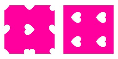 Pembe / mor pürüzsüz, tekrarlanabilir kalp şekli, ikon deseni, doku. Kalp ambalajı, ambalaj kağıdı. Stock vektör illüstrasyonu, klip- art grafikleri