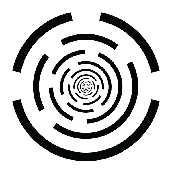 Soustředné Radiální Čáry Ikona Kruhů Segmentovaný Tvar Kruhu Spirála Víření — Stockový vektor