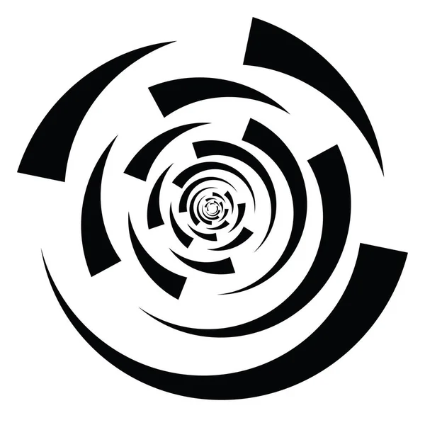 Konzentrische Radiale Linien Kreissymbole Segmentierte Kreisform Spirale Wirbel Wirbel Und — Stockvektor