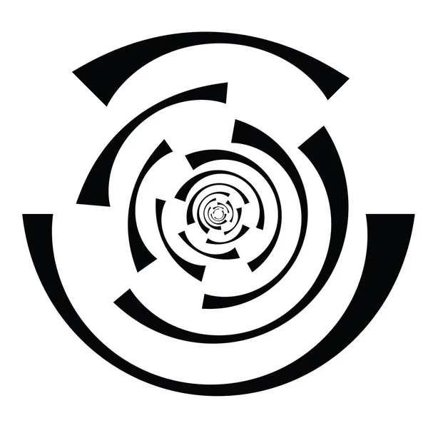 Konzentrische Radiale Linien Kreissymbole Segmentierte Kreisform Spirale Wirbel Wirbel Und — Stockvektor