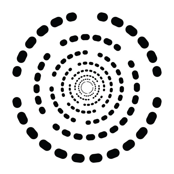 Kropka Kropki Okręgi Koncentryczne Ikona Promieniowa Element Spiralny Wirujący Wirujący — Wektor stockowy