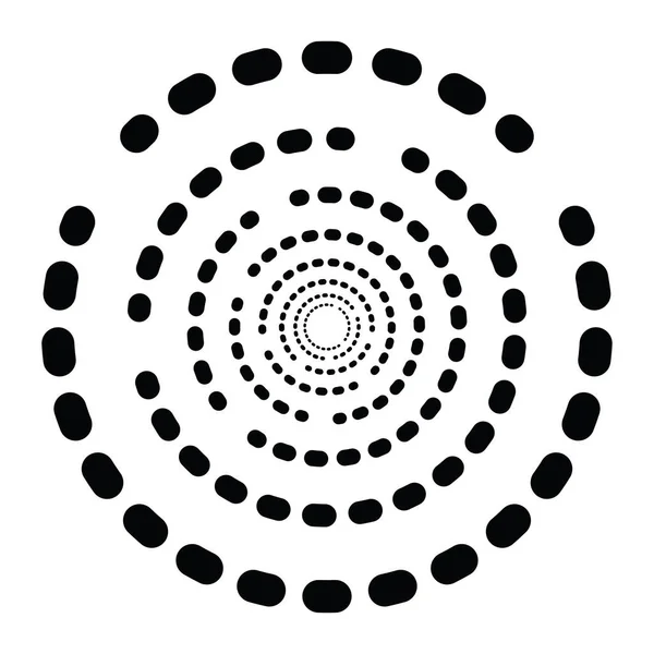 Stippen Stippen Cirkels Concentrisch Radiaal Icoon Spiraalvormig Wervelend Draaiend Draaiend — Stockvector