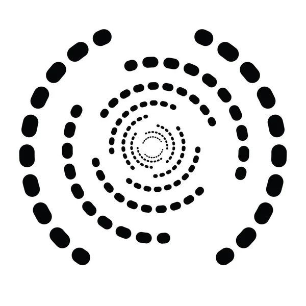 圆同心 径向图标 旋转和扭曲设计元素 Polkadots Pointillist Halftone Graphics — 图库矢量图片