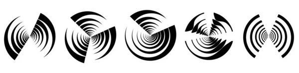 Lignes Concentriques Radiales Icône Cercles Forme Cercle Segmenté Spirale Tourbillon — Image vectorielle