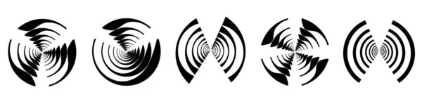 Linhas Concêntricas Radiais Ícone Círculos Forma Círculo Segmentado Espiral Redemoinho —  Vetores de Stock
