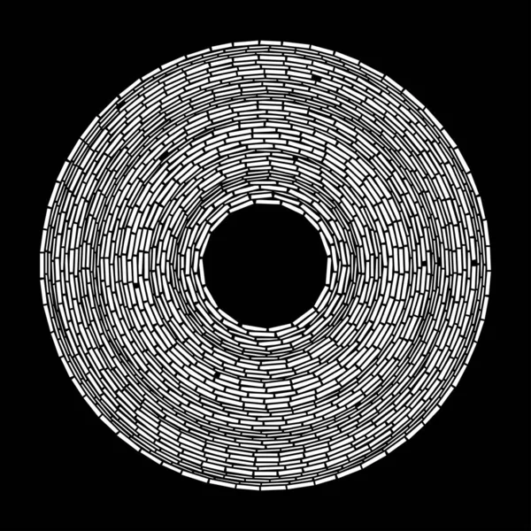 Soustředný Geometrický Kruh Kruhový Konstrukční Prvek Obdélníkových Tvarů Segmentované Kruhy — Stockový vektor