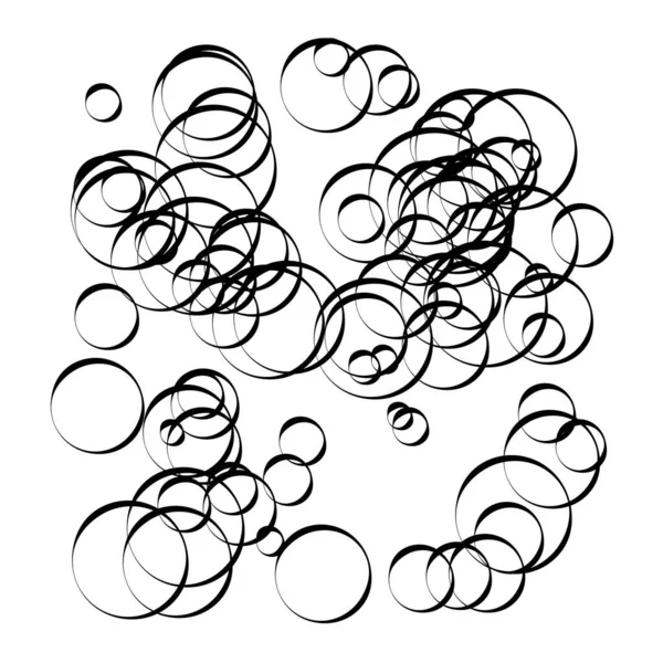 Random Chaotic Overlapping Circles Composition Randomness Concept — Stock Vector