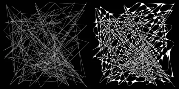 Eşleşen kenarlı, geometrik, açısal ve yuvarlak, kıvrımlı, kıvrımlı çizgiler nesne. Stock vektör illüstrasyonu, klip- art grafikleri