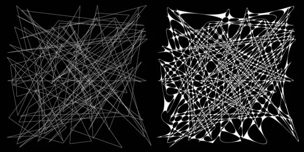 Eşleşen kenarlı, geometrik, açısal ve yuvarlak, kıvrımlı, kıvrımlı çizgiler nesne. Stock vektör illüstrasyonu, klip- art grafikleri