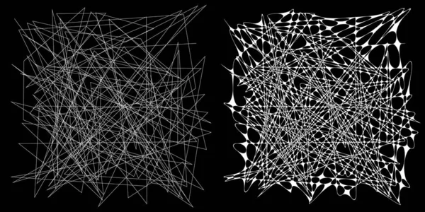 Eşleşen kenarlı, geometrik, açısal ve yuvarlak, kıvrımlı, kıvrımlı çizgiler nesne. Stock vektör illüstrasyonu, klip- art grafikleri