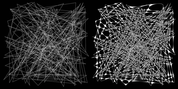 Paire Assortie Objets Aux Lignes Ondulées Géométriques Angulaires Arrondies Illustration — Image vectorielle