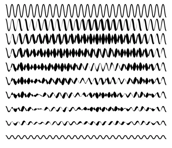 波浪形 锯齿状 波浪形 纵横交错条纹 水平分隔符 — 图库矢量图片