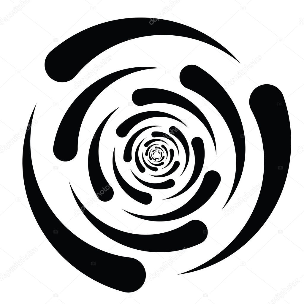 Concentric, radial lines, circles icon. Segmented circle shape. Spiral, swirl, twirl and twist design element