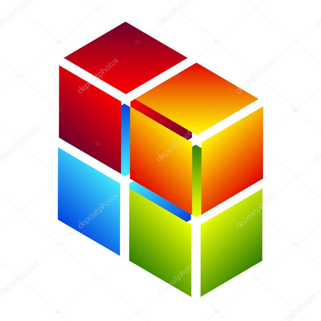 3d isometric cube(s) as construction, construct, building, technology, architecture and development icon, symbol, logo. Stock vector illustration, clip-art graphics