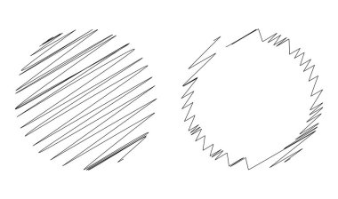 Çember ve halka çizimi, karalama, rastgele çizgiler vektör elementlerini karala. Kıvrımlı, kıvrımlı çizgiler daireler