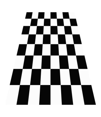 3D satranç tahtası, perspektifte dama tahtası deseni. Damalı, kareli çekler uçaklar kayboluyor, ufukta kayboluyor.