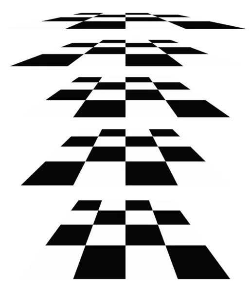 Échecs Motif Damier Perspective Chèques Carreaux Chèques Avions Disparaissant Diminuant — Image vectorielle