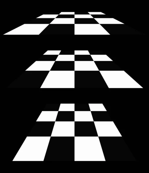 Σκακιέρα Checkerboard Μοτίβο Στην Προοπτική Ελεγμένα Καρό Αεροπλάνα Ελέγχου Εξαφανίζονται — Διανυσματικό Αρχείο