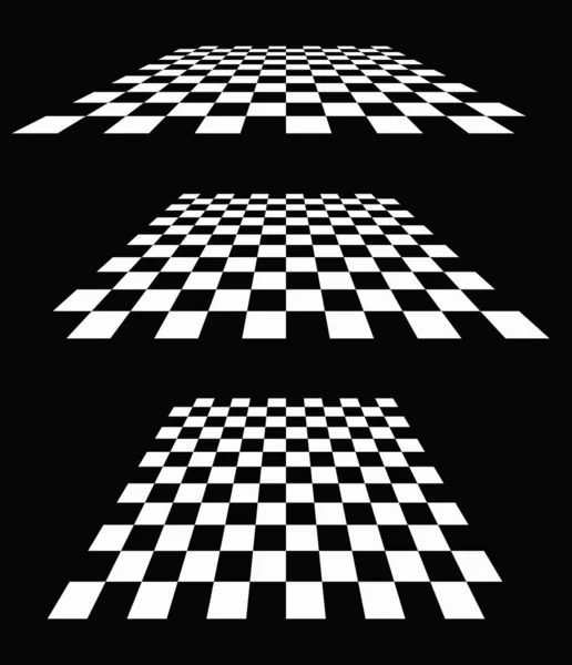 Schaakbord Dambordpatroon Perspectief Checkered Cheques Vliegtuigen Verdwijnen Afnemend Horizon — Stockvector