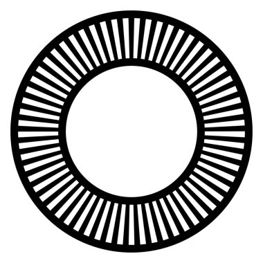 Siyah ve beyaz segmentli daire, soyut geometrik vektör çizimi