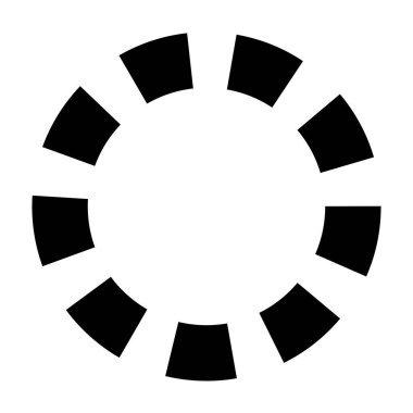 Siyah ve beyaz segmentli daire, soyut geometrik vektör çizimi