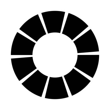 Siyah ve beyaz segmentli daire, soyut geometrik vektör çizimi