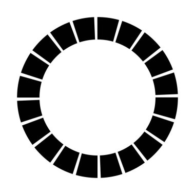 Siyah ve beyaz segmentli daire, soyut geometrik vektör çizimi