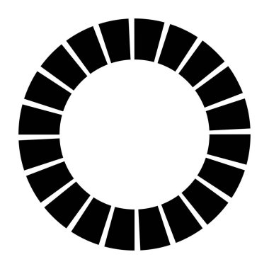 Siyah ve beyaz segmentli daire, soyut geometrik vektör çizimi