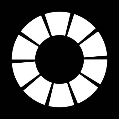 Siyah ve beyaz segmentli daire, soyut geometrik vektör çizimi