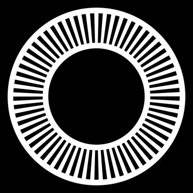 Siyah ve beyaz segmentli daire, soyut geometrik vektör çizimi