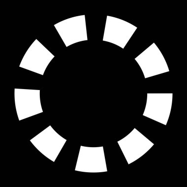 Siyah ve beyaz segmentli daire, soyut geometrik vektör çizimi