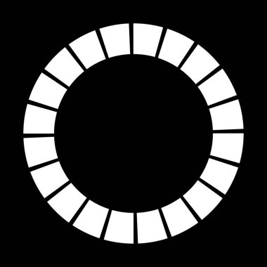 Siyah ve beyaz segmentli daire, soyut geometrik vektör çizimi