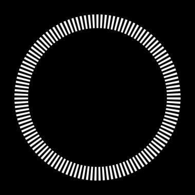 Siyah ve beyaz segmentli daire, soyut geometrik vektör çizimi