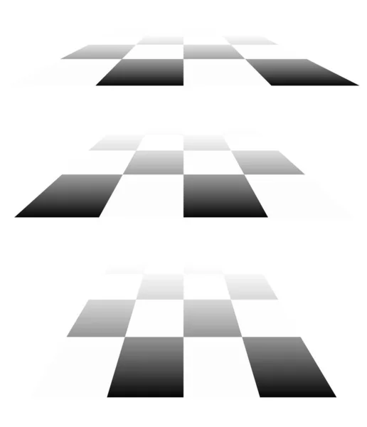 Chessboard Checkerboard Pattern Perspective Checkered Chequered Checks Planes Vanishing Diminishing — Stock Vector