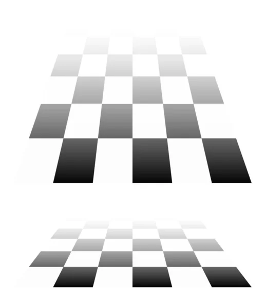 Échecs Motif Damier Perspective Chèques Carreaux Chèques Avions Disparaissant Diminuant — Image vectorielle