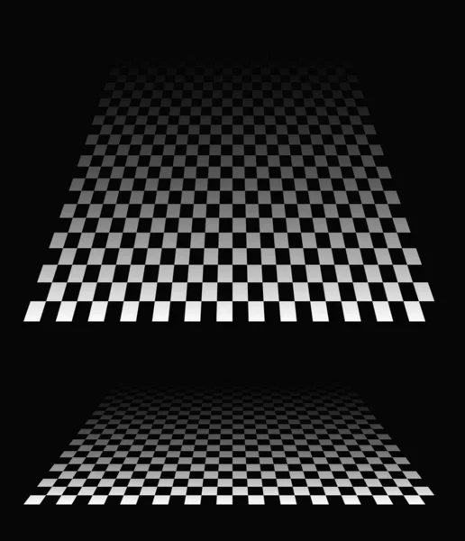 Schaakbord Dambordpatroon Perspectief Checkered Cheques Vliegtuigen Verdwijnen Afnemend Horizon — Stockvector