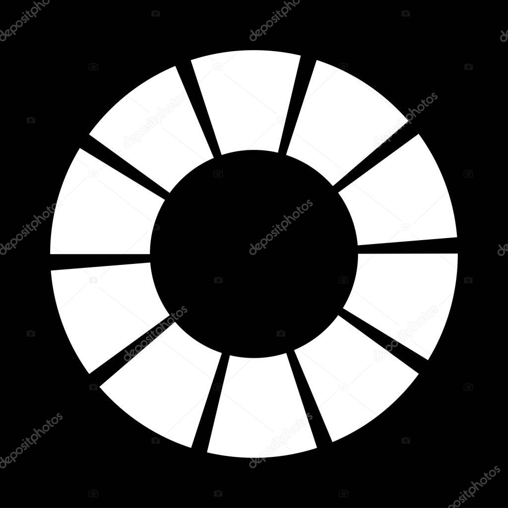 Black and white segmented circle, ring abstract geometric vector illustration