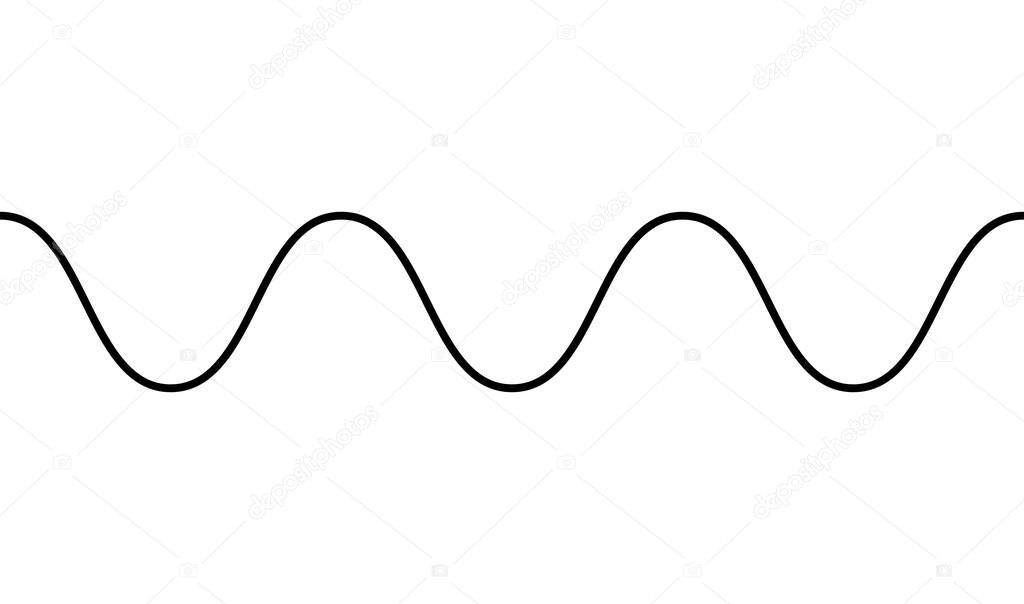 Horizontally repeatable wavy, waving, wave, billowy and zig-zag line, stripe